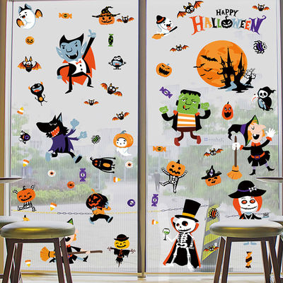 Customization Halloween Party Sticker Witch Pumpkin Electrostatic Window Stickers